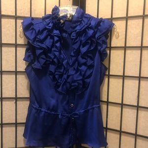Love Tease Cobalt Blue Ruffle Top in Size M